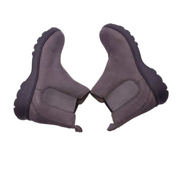 NWOB Vionic Evergreen Ankle Bootie Boots Sz 6 Gray Leather Pull On Cushioned - Picture 3 of 10